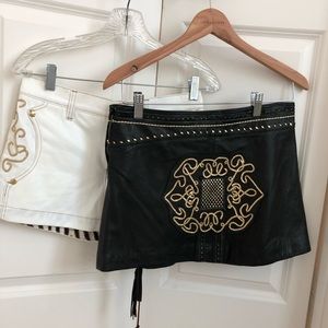 Roberto Cavalli leather skirt outfit